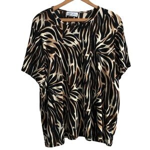 Carolyn Strauss Animal Print Top Size 2X